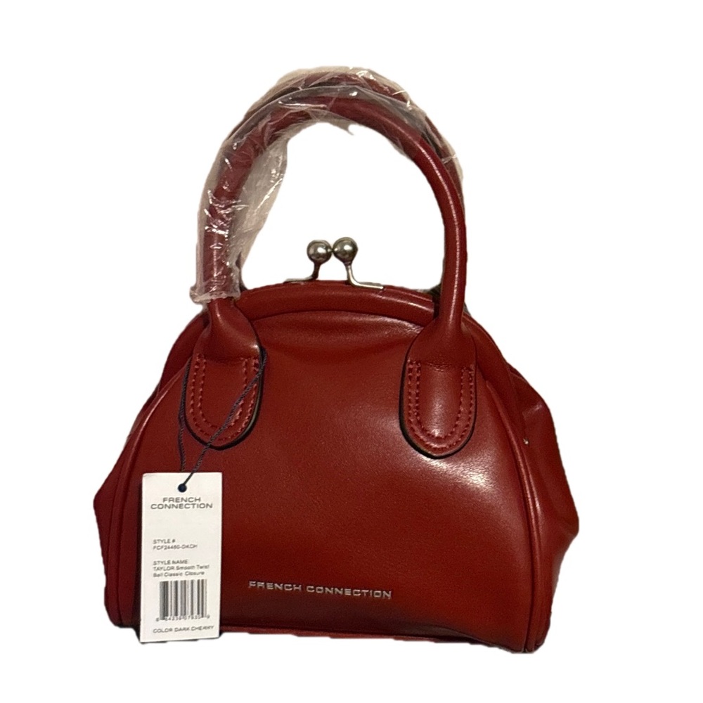 NWT French Connection Red Mini Taylor Smooth Bag with Kiss-Lock Closure